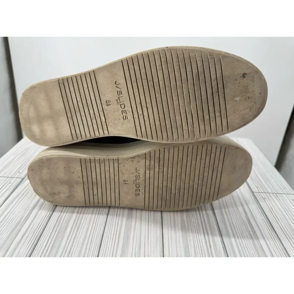 J/Slides Starr Women's Sz 8.5 Brown Leather Wedge Slip-On Sneakers Comfort Shoes